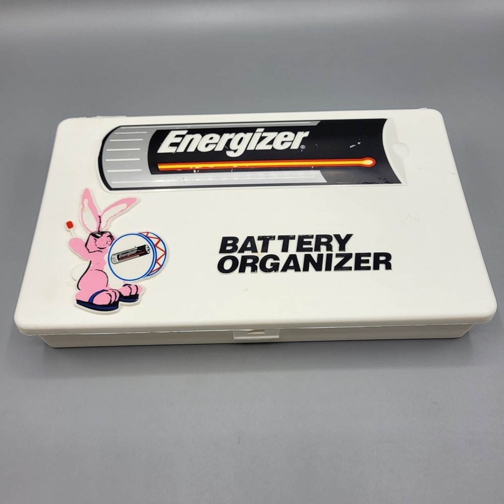 Vintage 90s Energizer Battery Organizer Case Bunny Mascot White